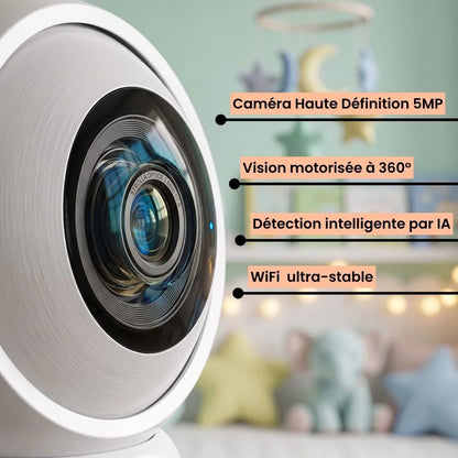 Babyphone Vidéo Connecté 5MP – Vision 360° et Détection Intelligente