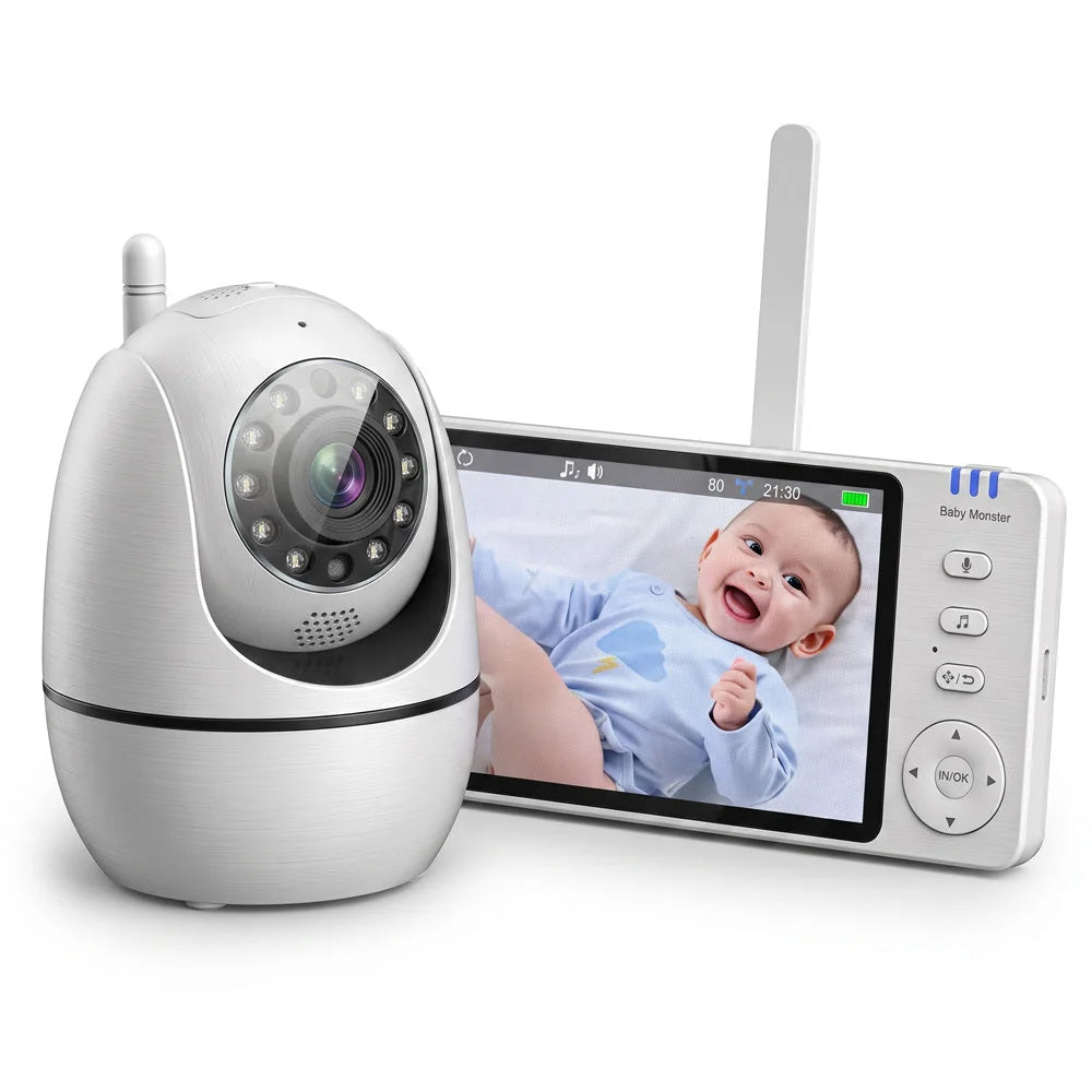 Babyphone Vidéo Grand Écran 5" – Suivi Température Sans WiFi