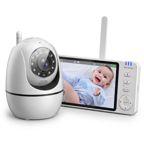 Babyphone Vidéo Grand Écran 5" – Suivi Température Sans WiFi