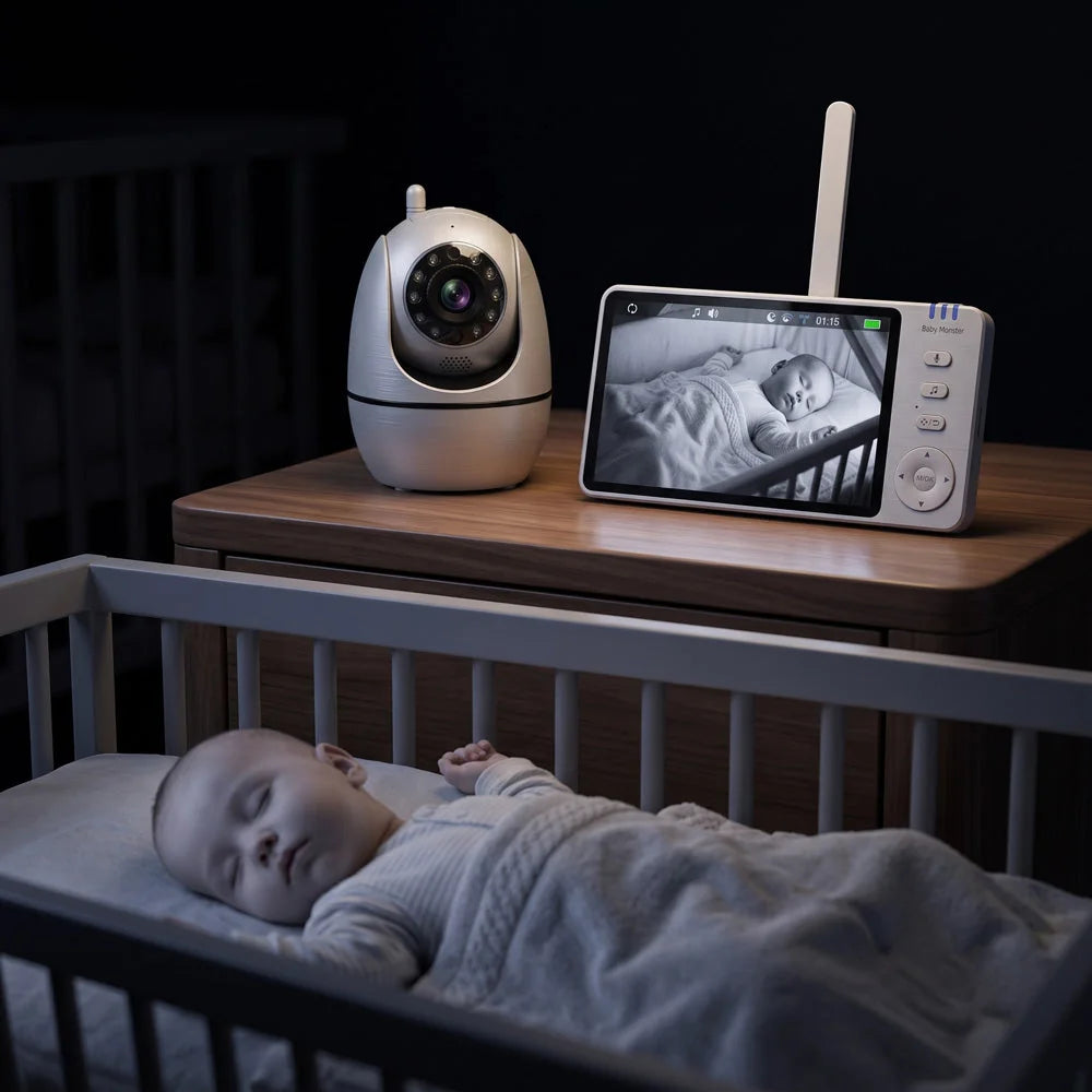 Babyphone Vidéo Grand Écran 5" – Suivi Température Sans WiFi