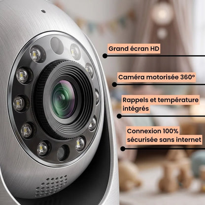 Babyphone Vidéo Grand Écran 5" – Suivi Température Sans WiFi