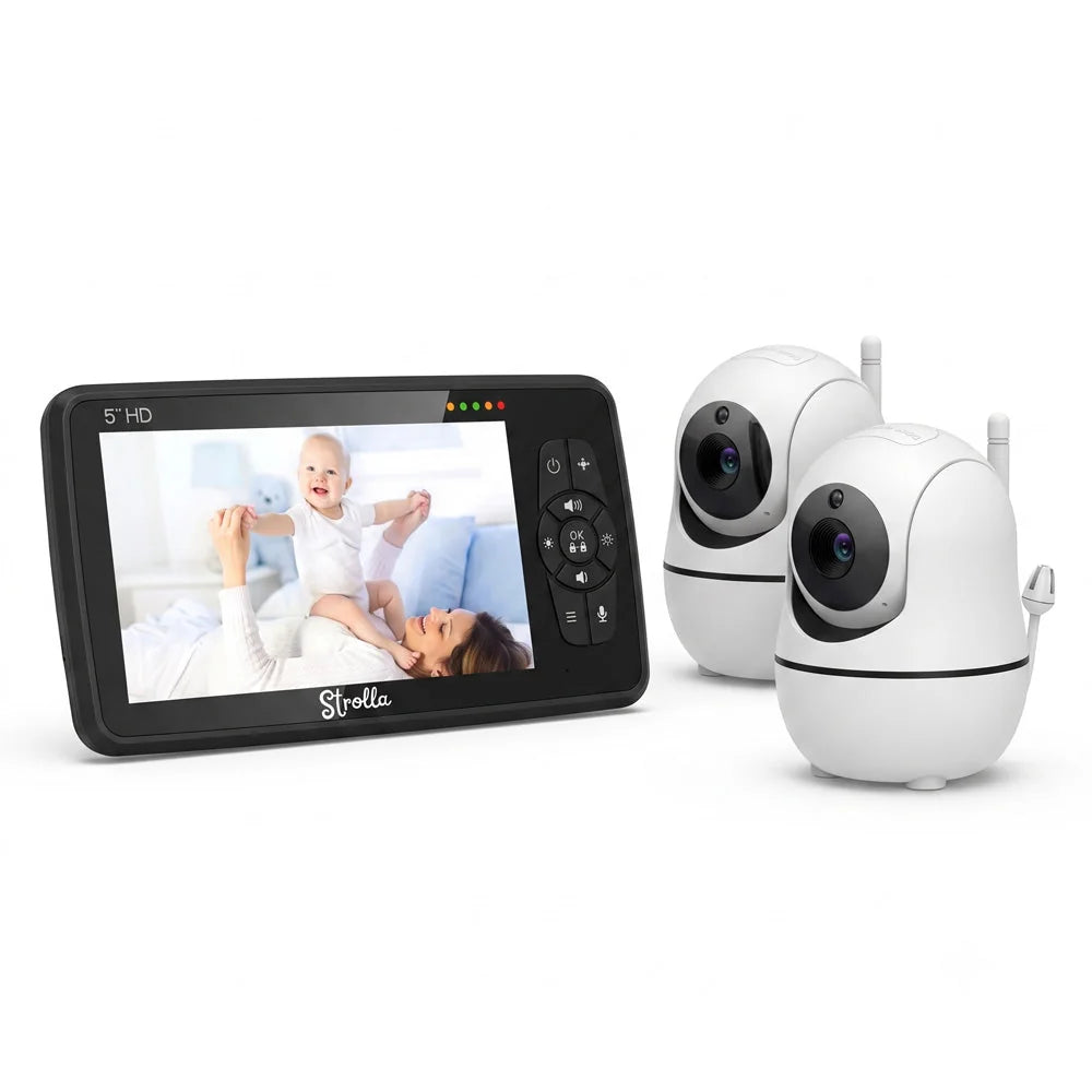 Babyphone Double Caméra Panoramique – Grand Écran 5" Sans WiFi