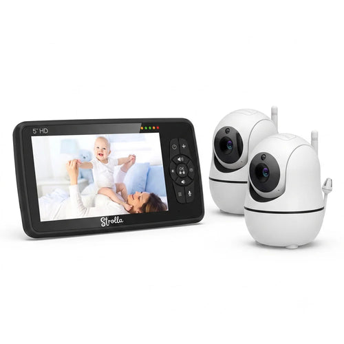 Babyphone Double Caméra Panoramique – Grand Écran 5" Sans WiFi
