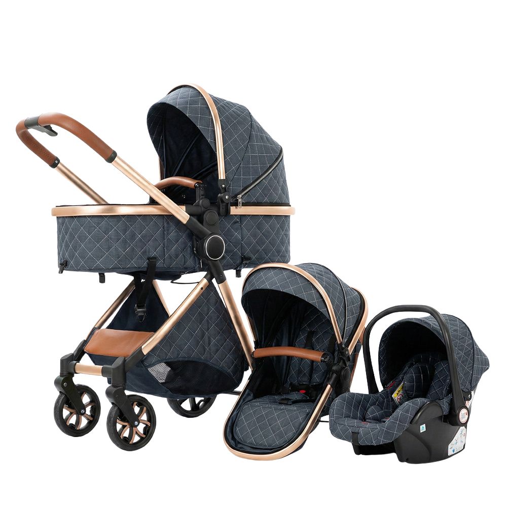 Strolla Prestige - Poussette 3 en 1 Luxe avec finitions similicuir