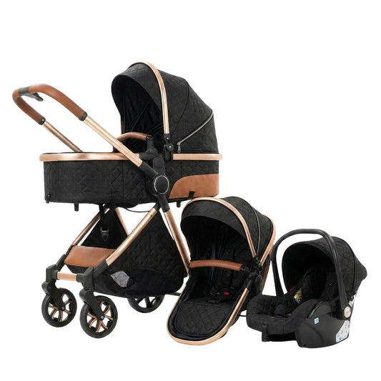 Strolla Prestige - Poussette 3 en 1 Luxe avec finitions similicuir