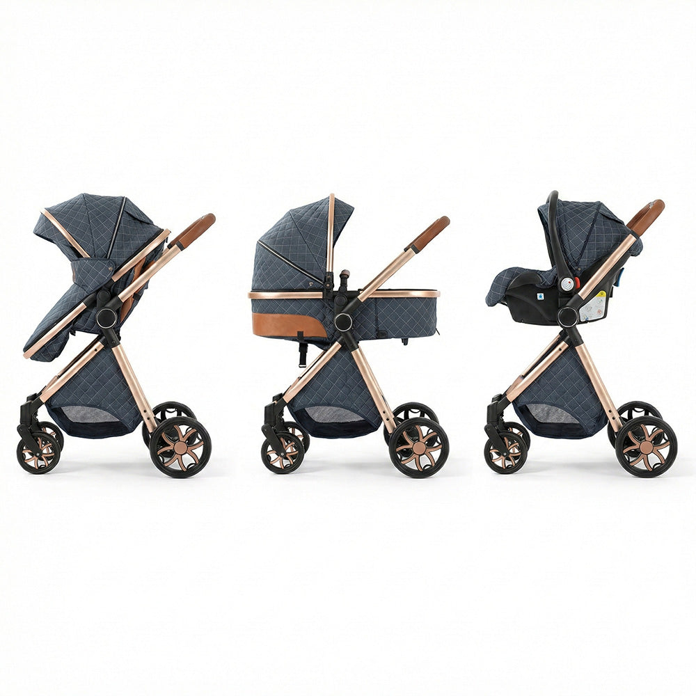 Strolla Prestige - Poussette 3 en 1 Luxe avec finitions similicuir