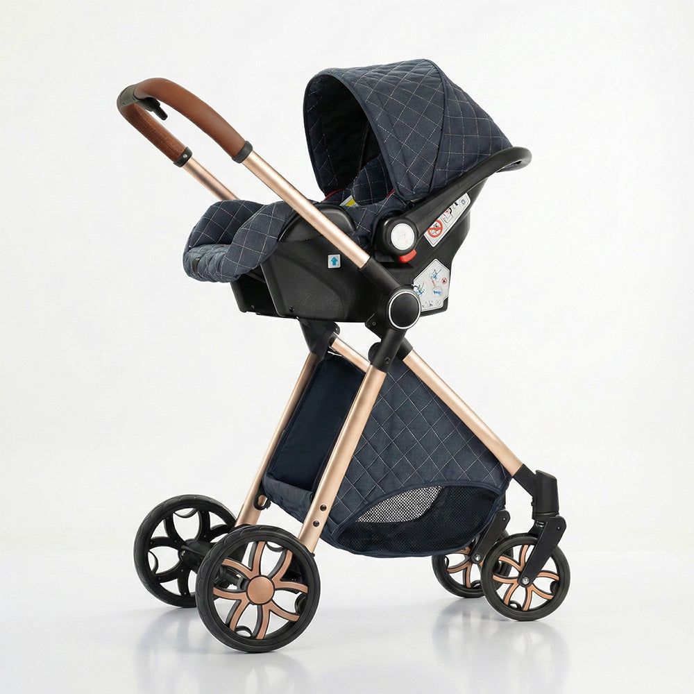 Strolla Prestige - Poussette 3 en 1 Luxe avec finitions similicuir