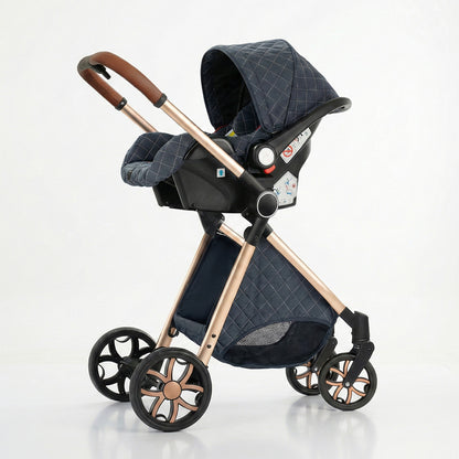 Strolla Prestige - Poussette 3 en 1 Luxe avec finitions similicuir
