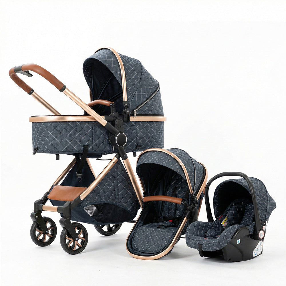 Poussette Bébé Trio 3 en 1 - Poussette, Landau et Siège Auto - Strolla