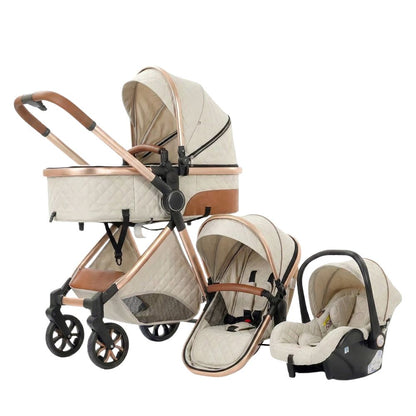 Strolla Prestige - Poussette 3 en 1 Luxe avec finitions similicuir